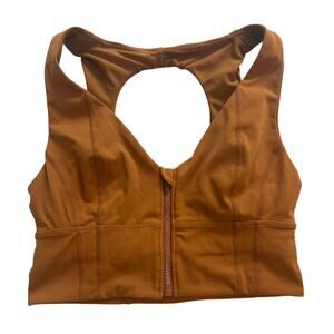 FP Movement Burnt Orange Zip Up Long Line Sports Bra Size S